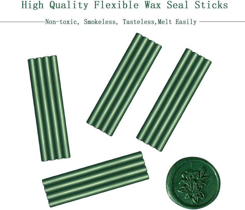 ANBOSE Wax Seal Sticks, 16 Pieces Glue Gun Sealing Wax Sticks for Wax Seal Stamp, Pine Green Wax Seal Stick for 0.44 Inch Glue Gun, for Wedding Invitations, Cards, Envelopes - Image 3